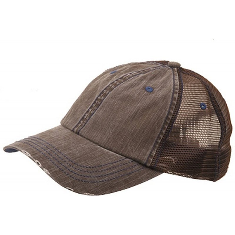 Baseball Caps MG Low Profile Special Cotton Mesh Cap-Brown - CK119AV7Y8H $9.03