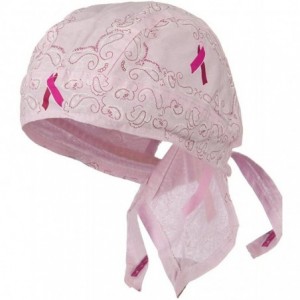 Sun Hats Pink Ribbon Butterfly Flydanna Headwraps Womens Skull Cap Doo Rag Fun Cotton - Pink Ribbon Paisley - CH11AL2ER93 $15.37