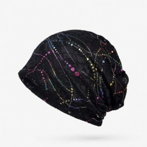 Skullies & Beanies Womens Baggy Slouchy Beanie Chemo Hat Infinity Scarf Head Wrap Cap - Black&beige Zhu - C6197SGLH6G $13.54