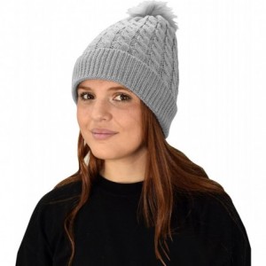 Skullies & Beanies Oversize Cute Beanie Hat Cap Warm Hand Knit Pom Pom Double Layer Thick Winter Ski Snowboard Hat - Grey 18 ...