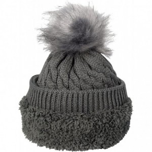 Skullies & Beanies Oversize Cute Beanie Hat Cap Warm Hand Knit Pom Pom Double Layer Thick Winter Ski Snowboard Hat - Grey 18 ...