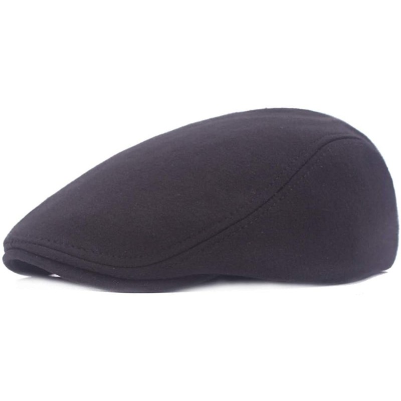 Newsboy Caps Men's Linen Duckbill Ivy Newsboy Hat Scally Flat Cap - Black - CK18RQYGD35 $13.11