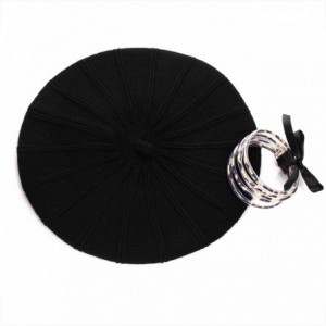 Berets Wool Knit Beret Hat for Women Girls French Style Berets Caps - Black - CU18AUWRO5L $8.21