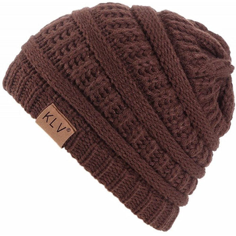 Skullies & Beanies Hat- KIKOY Boy Girls Warm Crochet Winter Wool Knit Ski Slouchy Caps - Coffee - C918I00Z0S0 $8.49