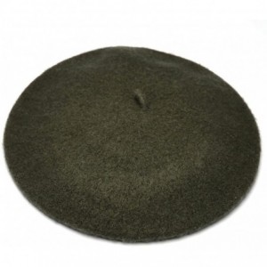 Berets Women's Solid Color Classic French Style Beret Beanie Hat - Amy Green - CU12MY3QMTY $10.77