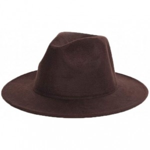 Fedoras Fedora Hats Unisex Men Women Classic Vintage Wool Felt Hat Wide Brim Trilby Jazz Hat Floppy Sun Hat - Coffee - C818OO...