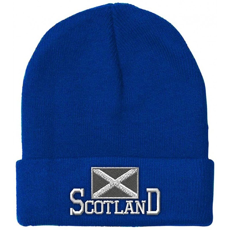 Skullies & Beanies Beanie for Men & Women Scotland Flag Scottish Black Embroidery Skull Cap Hat - Royal Blue - C018A9C7WUL $1...