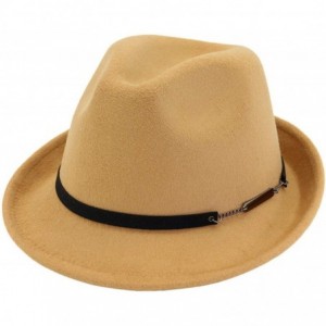 Fedoras Mens Hats Fedoras Short Brim Panama Gentleman Felt Hat Australia Wool Autumn Winter Trilby Cap - Royal Blue - CJ18NWD...