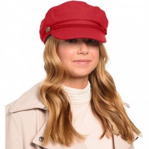 Newsboy Caps Unisex Wool & Faux Leather Greek Fisherman's Cap - Cd3034red - CD18LC3L06G $19.78