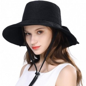 Sun Hats Womens Bucket Sun Hat UPF 50 Chin Strap Adjustable Breathable - 91553-black - C0196S867EH $40.39