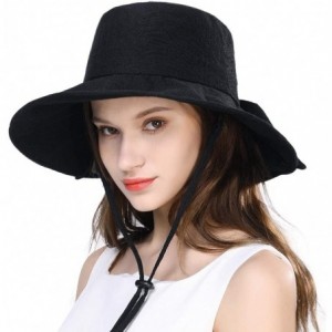 Sun Hats Womens Bucket Sun Hat UPF 50 Chin Strap Adjustable Breathable - 91553-black - C0196S867EH $21.82