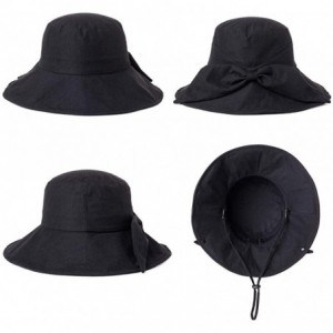 Sun Hats Womens Bucket Sun Hat UPF 50 Chin Strap Adjustable Breathable - 91553-black - C0196S867EH $21.82