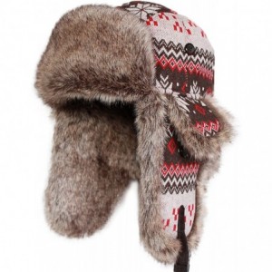 Bomber Hats Knitted Russian Women Winter Aviator Trapper Hat with Faux Fur Lining Hat - Color H - C1188KY5MHO $44.56