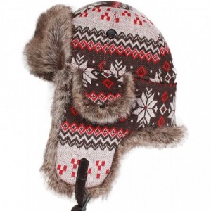 Bomber Hats Knitted Russian Women Winter Aviator Trapper Hat with Faux Fur Lining Hat - Color H - C1188KY5MHO $23.17