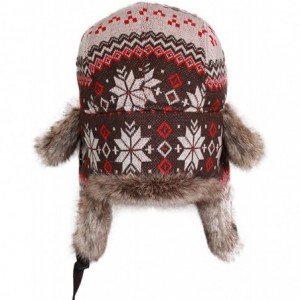 Bomber Hats Knitted Russian Women Winter Aviator Trapper Hat with Faux Fur Lining Hat - Color H - C1188KY5MHO $23.17