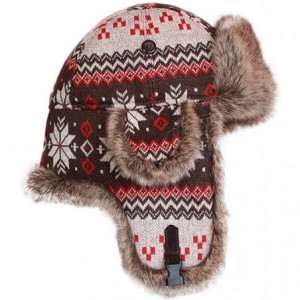 Bomber Hats Knitted Russian Women Winter Aviator Trapper Hat with Faux Fur Lining Hat - Color H - C1188KY5MHO $23.17