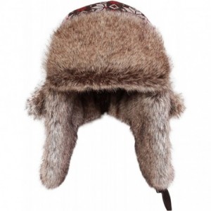 Bomber Hats Knitted Russian Women Winter Aviator Trapper Hat with Faux Fur Lining Hat - Color H - C1188KY5MHO $50.50