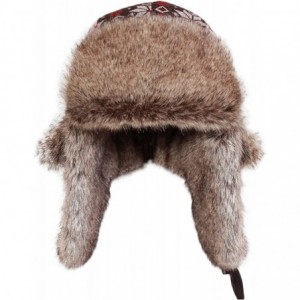 Bomber Hats Knitted Russian Women Winter Aviator Trapper Hat with Faux Fur Lining Hat - Color H - C1188KY5MHO $23.17