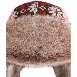 Bomber Hats Knitted Russian Women Winter Aviator Trapper Hat with Faux Fur Lining Hat - Color H - C1188KY5MHO $23.17