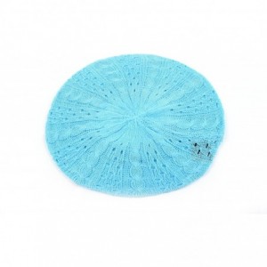 Berets Women's Light Beret Knitted Style for Spring Summer Fall 139HB - Sky Blue - CB11E3B02MP $17.85