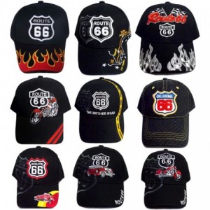 Baseball Caps Route 66 Baseball Embroidered Caps Hats for Adults Assorted Designs - 12 Pc Pack (7508-12 Z) - CU12BF2DWH1 $55.06