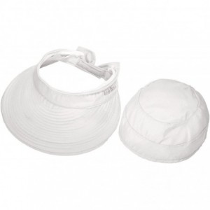 Sun Hats Women's 2 in 1 Cotton UV Protection Wide Brim Sun Visor Summer Hat - White - CK17WTY24WA $15.99
