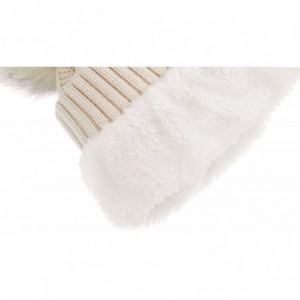 Skullies & Beanies Sherpa Lined Knit Beanie with Faux Fur Pompom - Vanilla With Pom Pom - CE182E0HZ53 $8.64