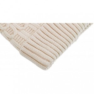 Skullies & Beanies Sherpa Lined Knit Beanie with Faux Fur Pompom - Vanilla With Pom Pom - CE182E0HZ53 $8.64