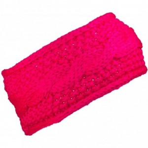Cold Weather Headbands Womens Rib Stitch Cable Knit Circle Headband/Warmer (One Size) - Fuchsia - C312NGBITF2 $8.91