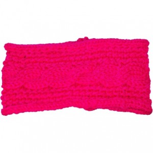 Cold Weather Headbands Womens Rib Stitch Cable Knit Circle Headband/Warmer (One Size) - Fuchsia - C312NGBITF2 $8.91