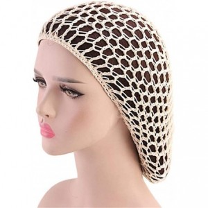 Skullies & Beanies Women Soft Rayon Snood Hat Hair Net Crocheted Hair Net Cap Mix Colors Dropshipping - Fw-12-beige - C7196Y7...