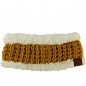 Cold Weather Headbands Winter CC Sherpa Polar Fleece Lined Thick Knit Headband Headwrap Hat Cap - Mustard - CA18I58K50H $18.21