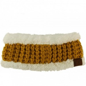 Cold Weather Headbands Winter CC Sherpa Polar Fleece Lined Thick Knit Headband Headwrap Hat Cap - Mustard - CA18I58K50H $10.88