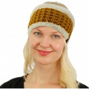 Cold Weather Headbands Winter CC Sherpa Polar Fleece Lined Thick Knit Headband Headwrap Hat Cap - Mustard - CA18I58K50H $10.88