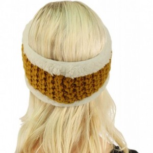 Cold Weather Headbands Winter CC Sherpa Polar Fleece Lined Thick Knit Headband Headwrap Hat Cap - Mustard - CA18I58K50H $10.88