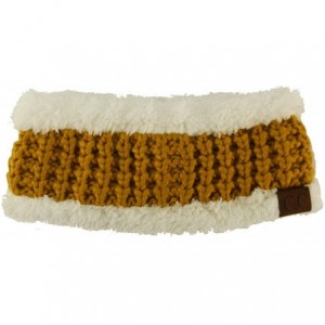 Cold Weather Headbands Winter CC Sherpa Polar Fleece Lined Thick Knit Headband Headwrap Hat Cap - Mustard - CA18I58K50H $10.88