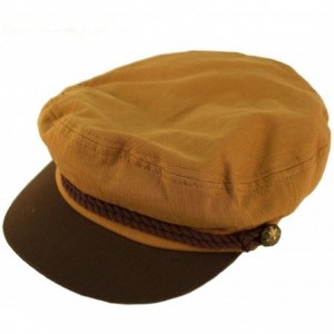 Newsboy Caps Men's Summer Cotton Greek Fisherman Sailor Fiddler Driver Hat Flat Cap - Khaki - CO18DNGGQC5 $29.53