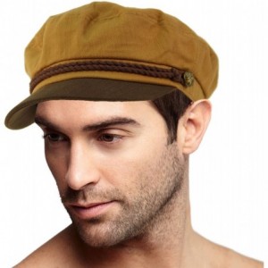 Newsboy Caps Men's Summer Cotton Greek Fisherman Sailor Fiddler Driver Hat Flat Cap - Khaki - CO18DNGGQC5 $12.14