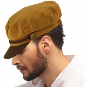 Newsboy Caps Men's Summer Cotton Greek Fisherman Sailor Fiddler Driver Hat Flat Cap - Khaki - CO18DNGGQC5 $12.14