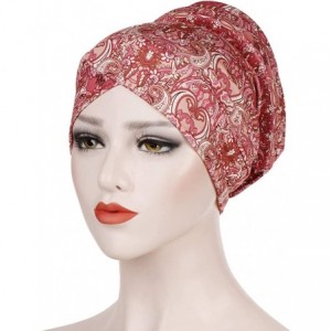 Balaclavas Head Scarf for Women Turban Knotted Vintage Flower Print Full Cover Fit-Head Wraps 2019 Winter New Cap - Pink - CE...