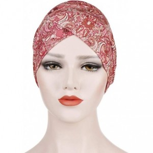 Balaclavas Head Scarf for Women Turban Knotted Vintage Flower Print Full Cover Fit-Head Wraps 2019 Winter New Cap - Pink - CE...