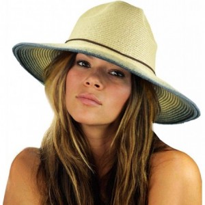 Fedoras Teardrop Dent Braided Trim Casual Panama Fedora Sun Hat - Ombre Navy - CJ196EM3U4D $15.54