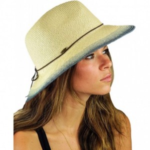 Fedoras Teardrop Dent Braided Trim Casual Panama Fedora Sun Hat - Ombre Navy - CJ196EM3U4D $15.54