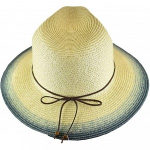 Fedoras Teardrop Dent Braided Trim Casual Panama Fedora Sun Hat - Ombre Navy - CJ196EM3U4D $15.54