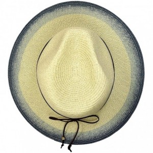 Fedoras Teardrop Dent Braided Trim Casual Panama Fedora Sun Hat - Ombre Navy - CJ196EM3U4D $15.54