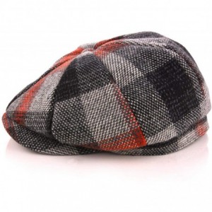 Newsboy Caps Men's Classic Herringbone Tweed Wool Blend Newsboy Ivy Hat - 04-red Plaid - C7194K7MYIU $32.55