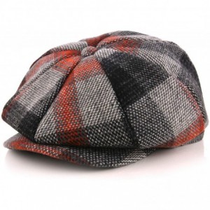 Newsboy Caps Men's Classic Herringbone Tweed Wool Blend Newsboy Ivy Hat - 04-red Plaid - C7194K7MYIU $19.36