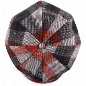 Newsboy Caps Men's Classic Herringbone Tweed Wool Blend Newsboy Ivy Hat - 04-red Plaid - C7194K7MYIU $19.36
