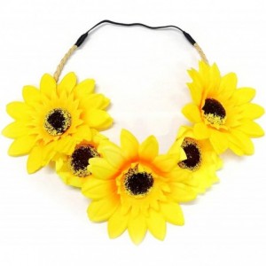Headbands Floral Flower Crown Stretch Headband - Yellow - CE18I36Q7AW $21.46