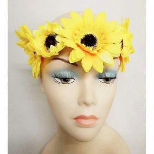 Headbands Floral Flower Crown Stretch Headband - Yellow - CE18I36Q7AW $9.75